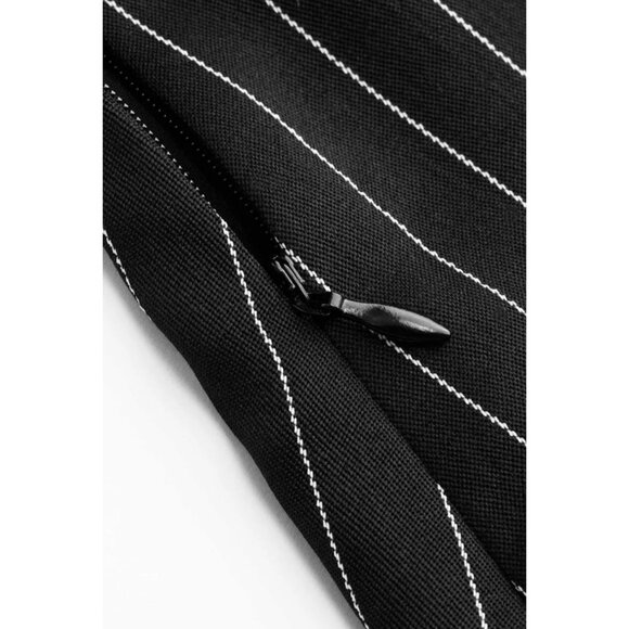 Cider Women's Size Medium Black Striped Split Button Blazer Mini Dress Pleated - Picture 10 of 10